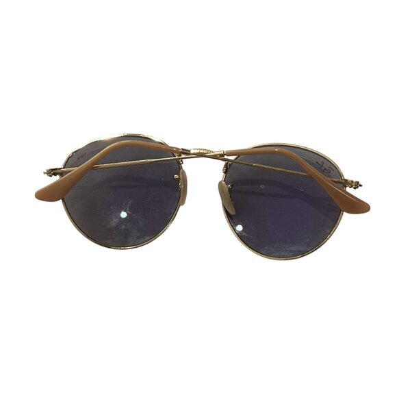 Ray Ban RB3447 Round Metal Sunglasses in Gold